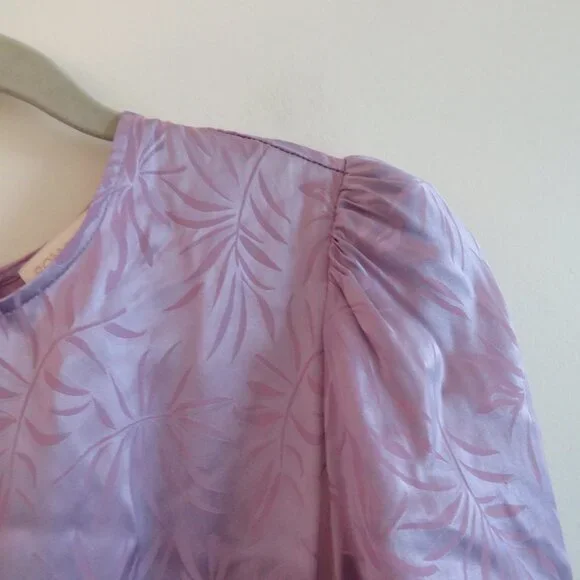 RONNY KOBO Jade Leaf Print Silk Blend Midi Dress in Lavender Purple XS NWT - Picture 4 of 16